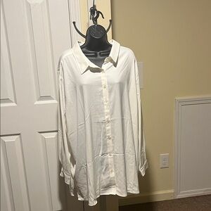 Susan Graver White Casual Button Down Shirt
